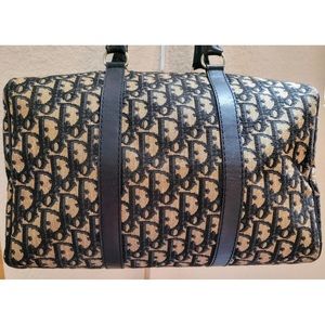 AUTH CHRISTIAN DIOR VINTAGE TROTTER BOSTON BAG PREOWNED MEDIUM BLUE